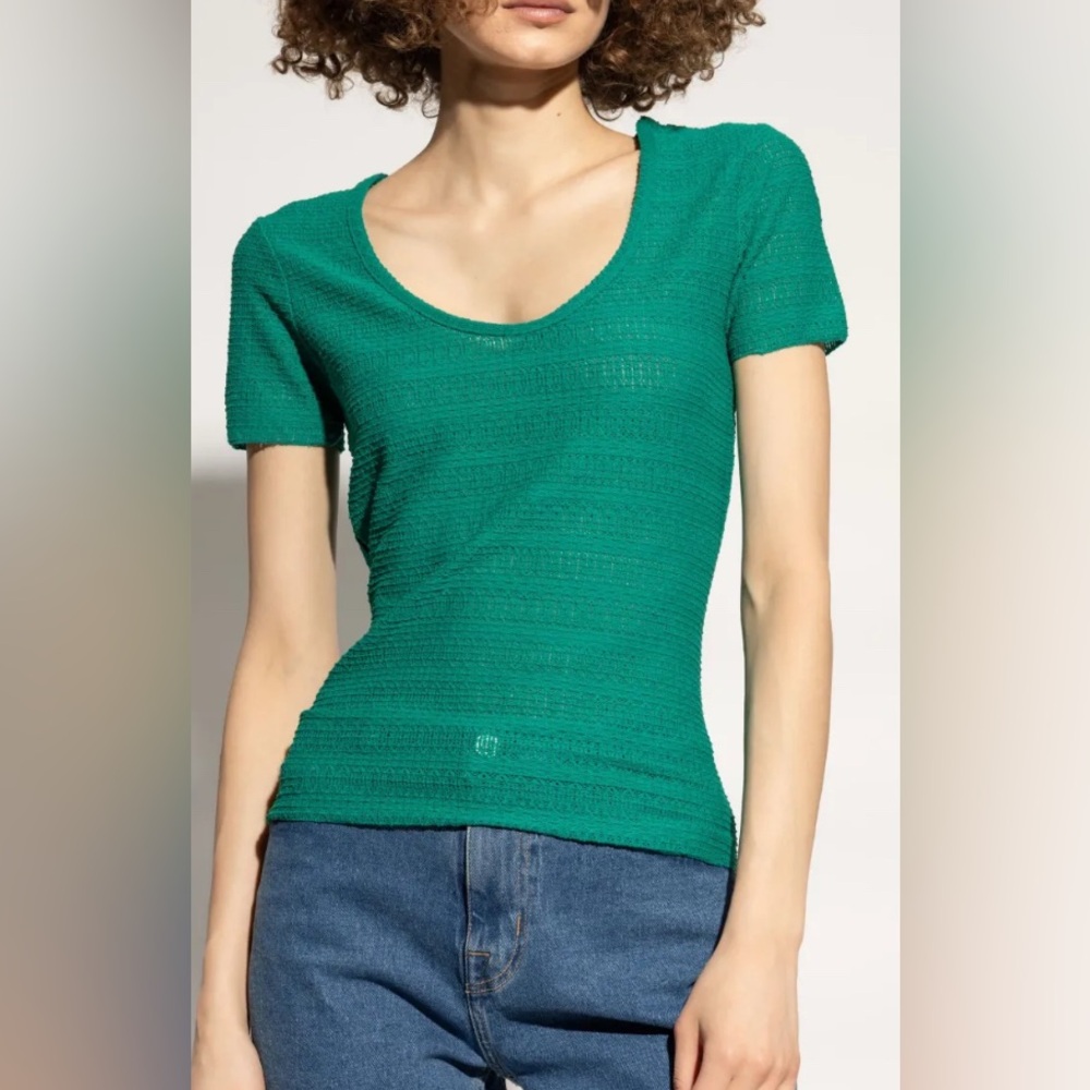Rag & Bone Julia Textured Scoop Neck T-Shirt size medium color green